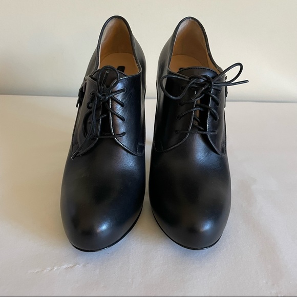 Authentic LONGCHAMP Black Leather Debies LM CUIR Heeled Booties 37 7 $585 - Picture 2 of 7